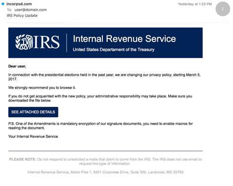 Example of a fake stimulus payment scam email mimicking IRS branding.