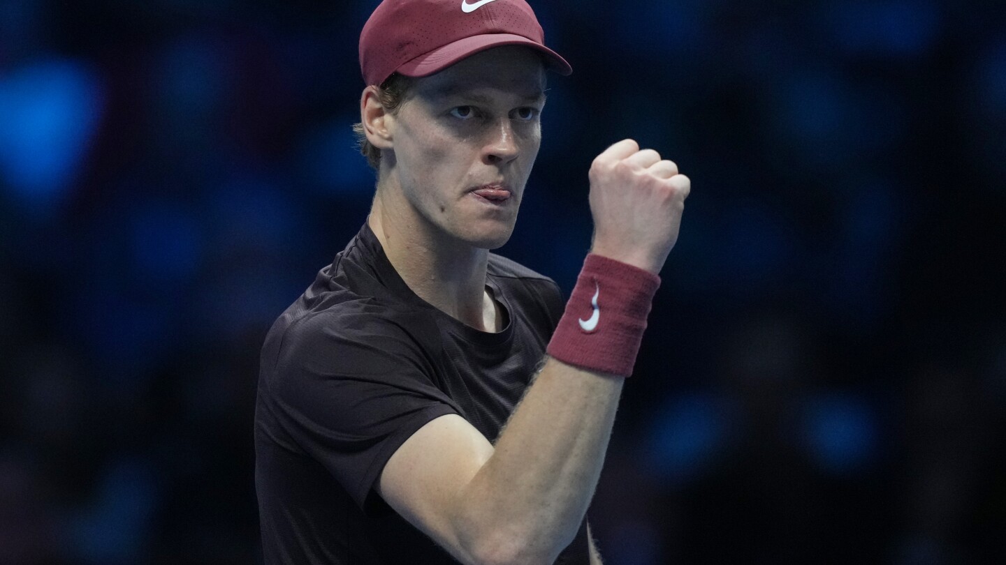 Sinner celebrates victory during his dominant run at the ATP Finals.