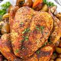 Garten's signature roast chicken with roasted vegetables