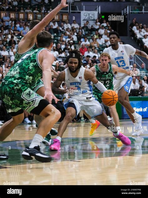 Hawaii players celebrate during a home game at Stan Sheriff Center.