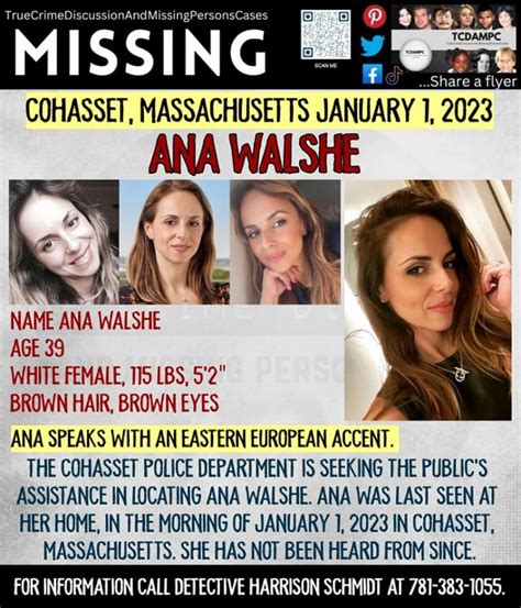 Missing person poster for Ana Walshe, who disappeared in January 2023.
