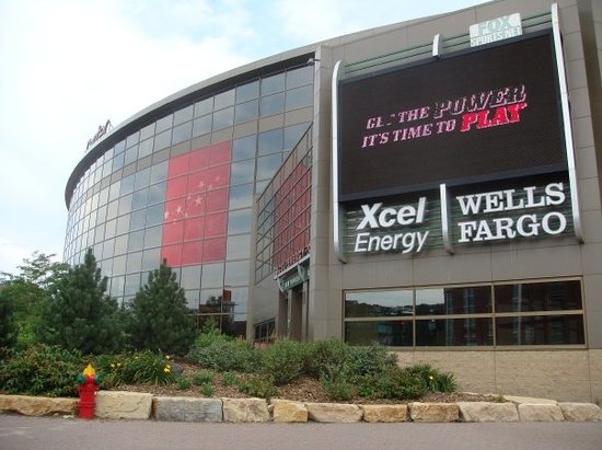 Energetic atmosphere at Grand Casino Arena during the Bruins vs Wild matchup.
