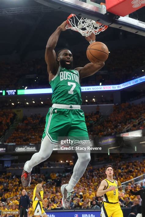 Jaylen Brown dunks against the Pacers during their December 23 matchup.