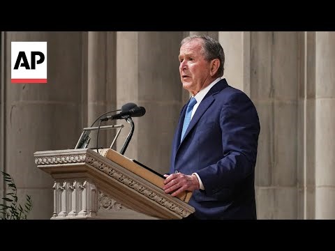Former President George W Bush delivers a eulogy at Dick Cheney's funeral service.