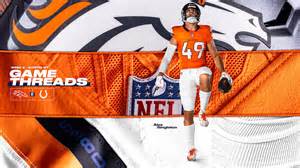 The Broncos will sport their Sunset Orange jerseys against the Chiefs.