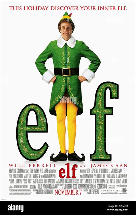 Theatrical poster for 'Elf' starring Will Ferrell, screening at theaters nationwide this December.