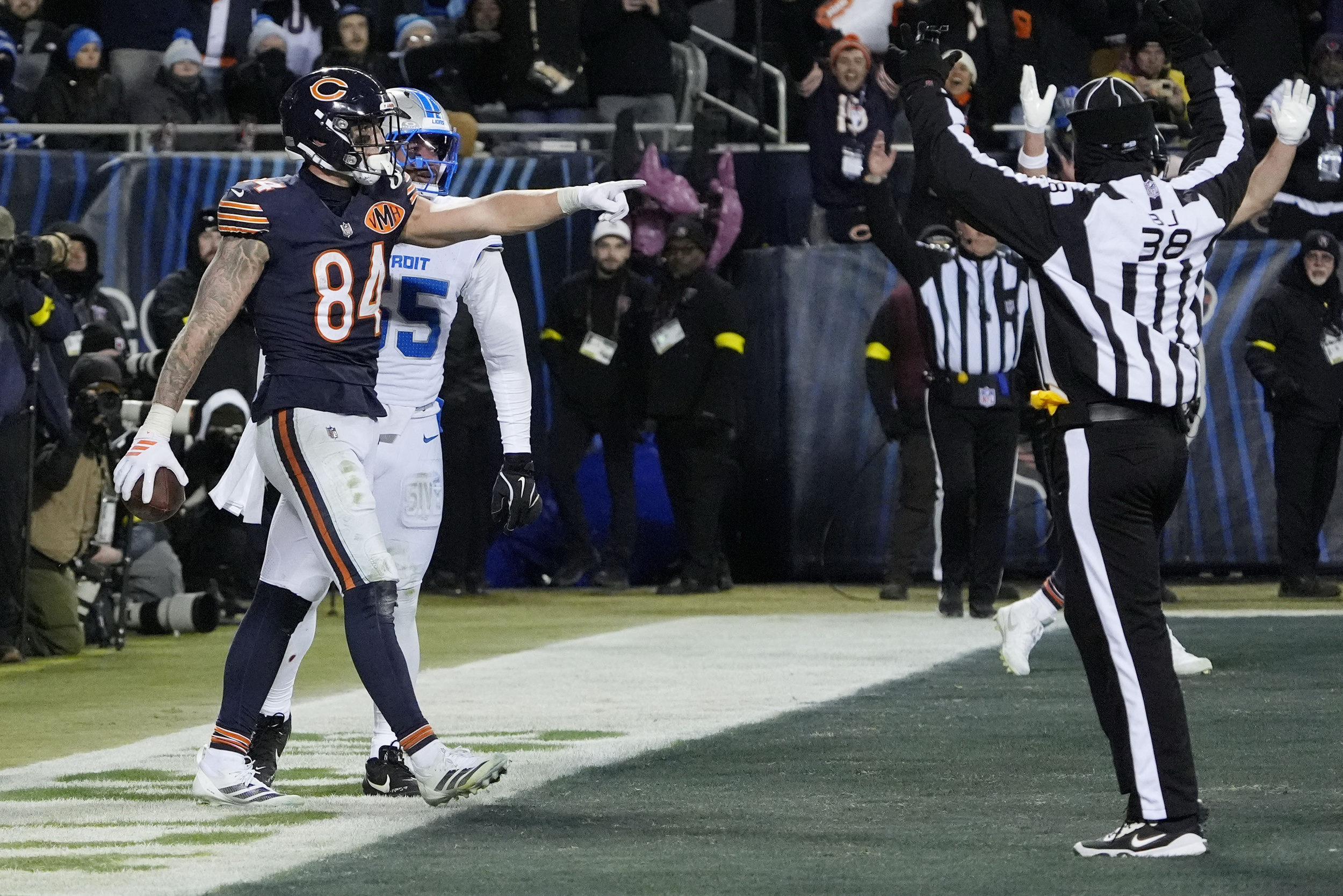 Loveland celebrating one of his five touchdowns during the 2025 season.