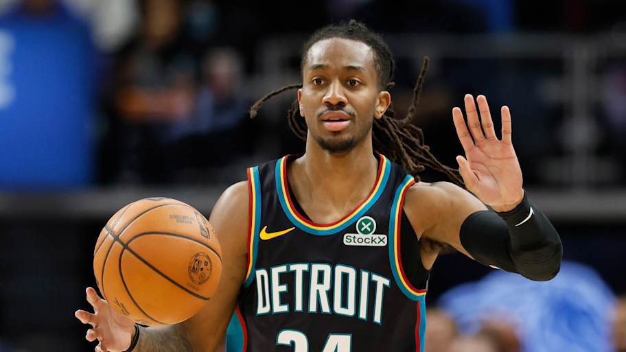 Jenkins celebrates during a pivotal moment for the Pistons.