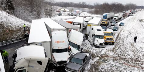 A 45-vehicle pileup on Indiana's Interstate 70 was linked to hazardous winter conditions.