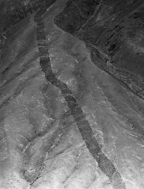 Aerial view of the mysterious Band of Holes at Monte Sierpe in Peru's Pisco Valley.