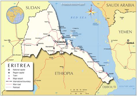 Geopolitical map highlighting Ethiopia's landlocked status and Eritrea's Red Sea coastline