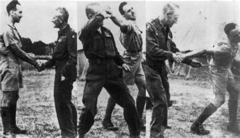 Fairbairn teaching his practical Defendu system to Allied forces