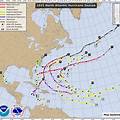 Projected storm paths during the active 2025 hurricane season.