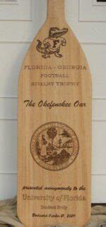 The coveted Okefenokee Oar trophy awarded to the annual game winner