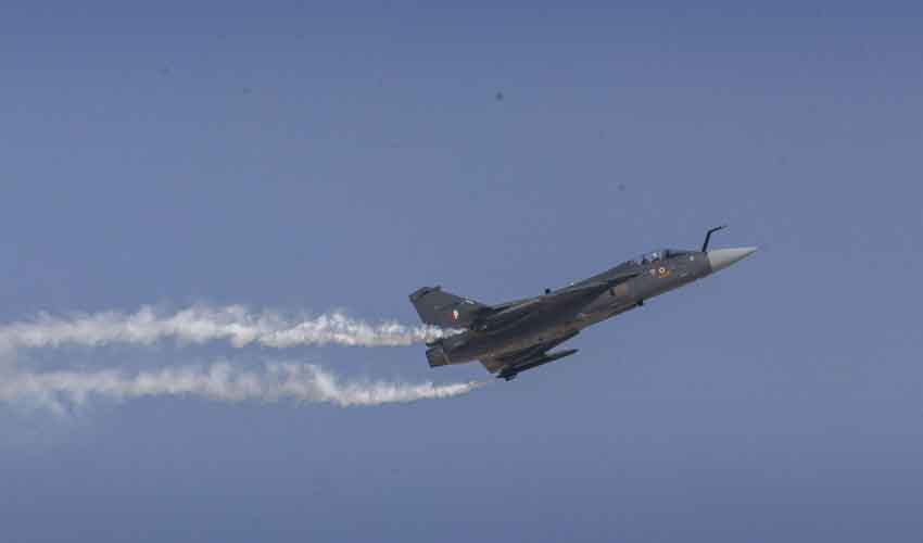 The HAL Tejas fighter jet, India's first indigenous light combat aircraft.