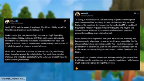 Simon Collins-Laflamme's official announcement of reacquiring Hytale from Riot Games