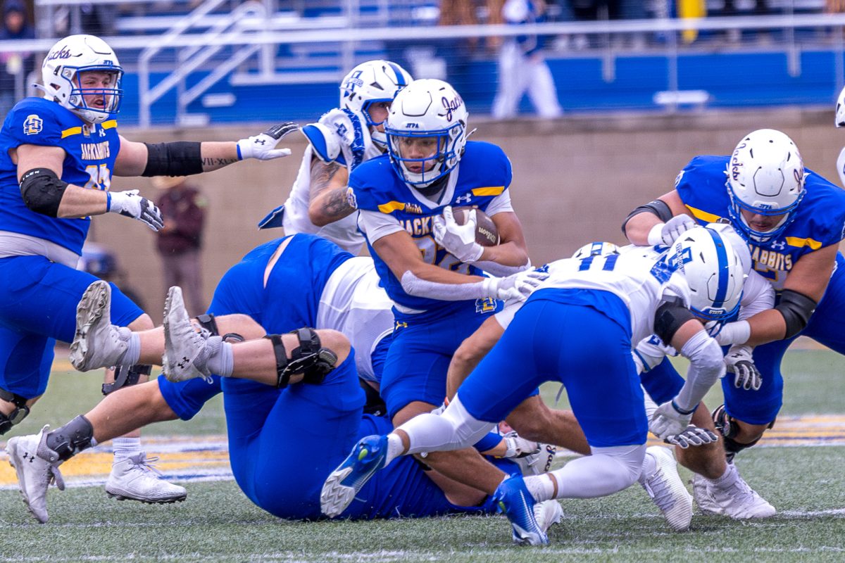 Jack Henry looks to make a play against North Dakota State in his first career start.