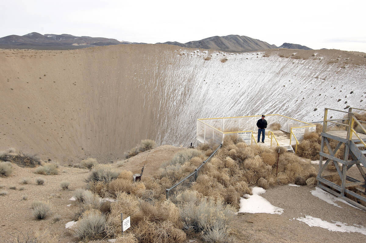Historic entrance to the Nevada National Security Site, a reminder of the state's complex nuclear testing history.