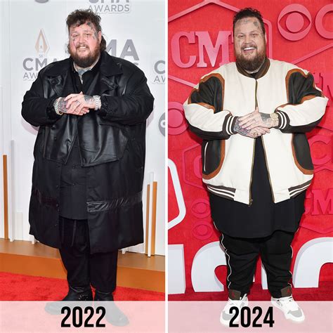 A comparison of Jelly Roll's appearance before and after his significant weight loss.