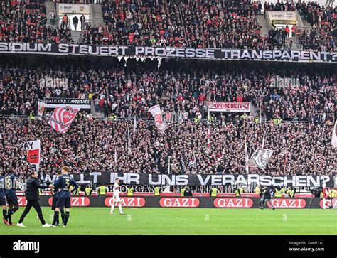 Mainz 05 supporters display banners during the protest against new security legislation.