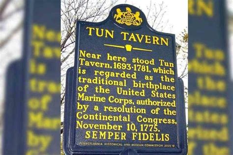 Tun Tavern in Philadelphia, where the Marine Corps was founded in 1775.