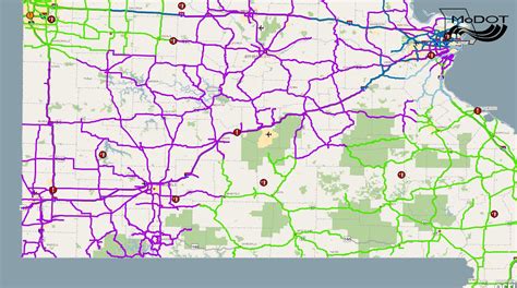Real-time road conditions map provided by MoDOT.