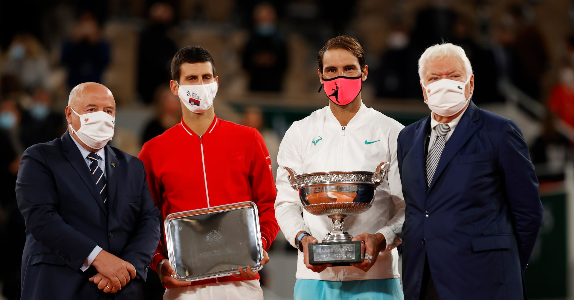 The three legends share a historic Grand Slam trophy moment
