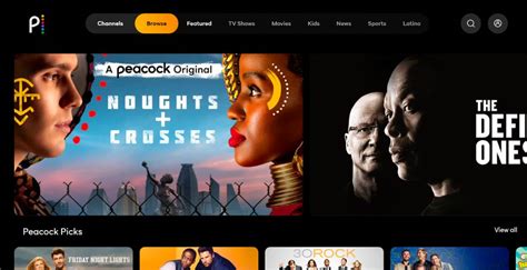 Peacock's user interface showcasing exclusive originals and live sports content