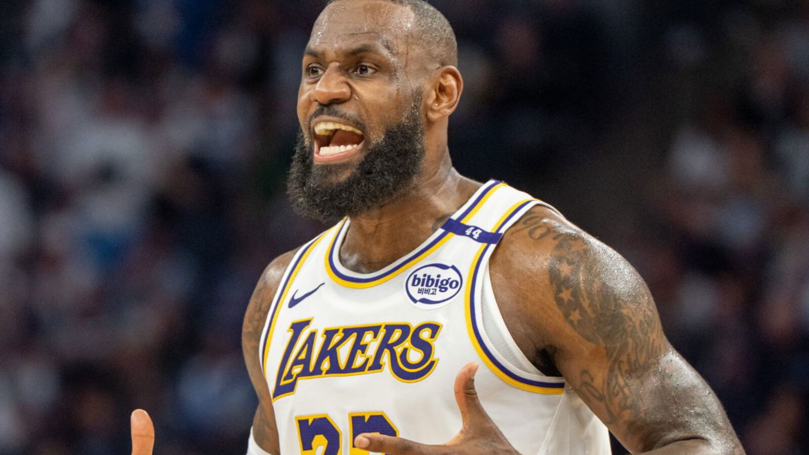 LeBron James watches from the sidelines as the Lakers continue their win streak.