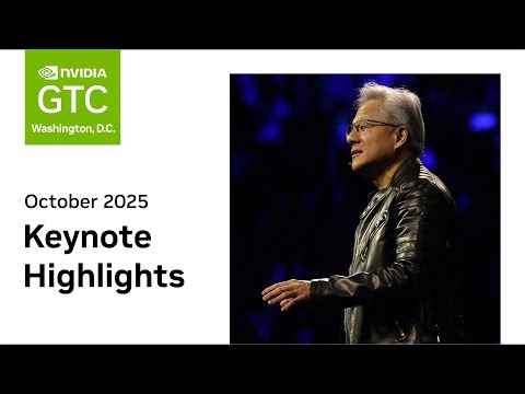 Nvidia CEO Jensen Huang presenting at a major technology conference.
