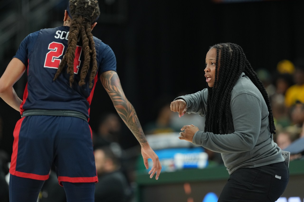 Christeen Iwuala drives to the basket during Ole Miss's comeback victory over Notre Dame.