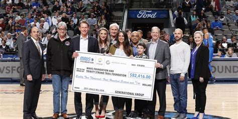 The Mavericks Foundation presents $250,000 for hunger relief during halftime.