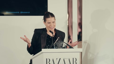 America Ferrera presents the Cultural Icon award to Reese Witherspoon at the prestigious Harper's Bazaar Women of the Year ceremony.