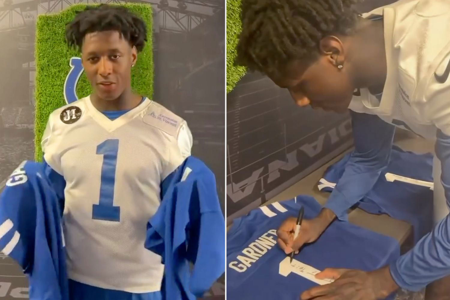 Gardner suited up in Colts gear after the trade