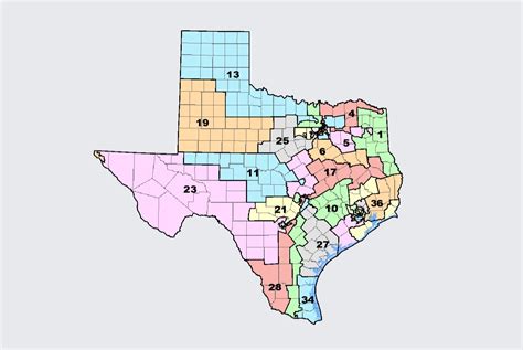 A visual representation of the controversial congressional map showing irregularly shaped districts.