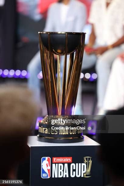 The NBA Cup trophy on display at Target Center before the game.