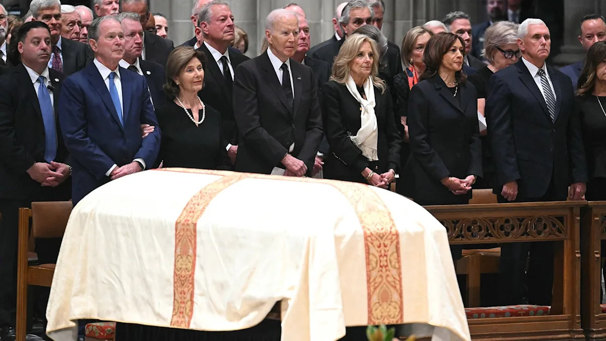 Former President George W. Bush delivers the eulogy at Dick Cheney's funeral.