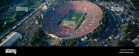 The historic Rose Bowl Stadium, an iconic venue in college football history since 1923.