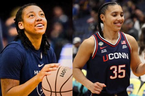 UConn stars Azzi Fudd (35) and KK Arnold (2) prepare for a play during a recent game.