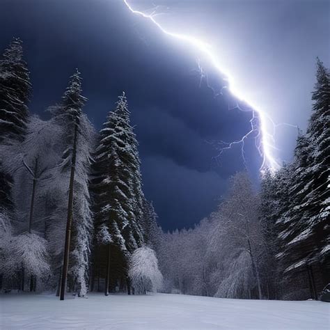 Rare thundersnow event with lightning illuminating falling snow.