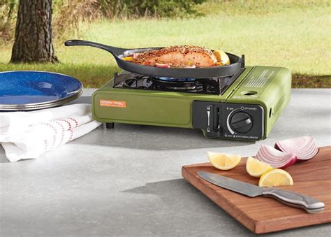 Recalled Ozark Trail Tabletop 1-Burner Butane Camping Stove (Model BG2247A1) - can explode or catch fire.