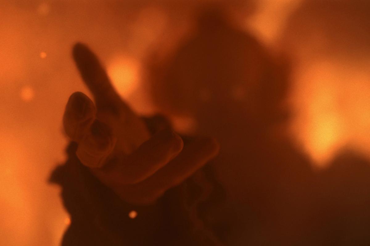 The iconic Derry town square, with Pennywise lurking in the background.
